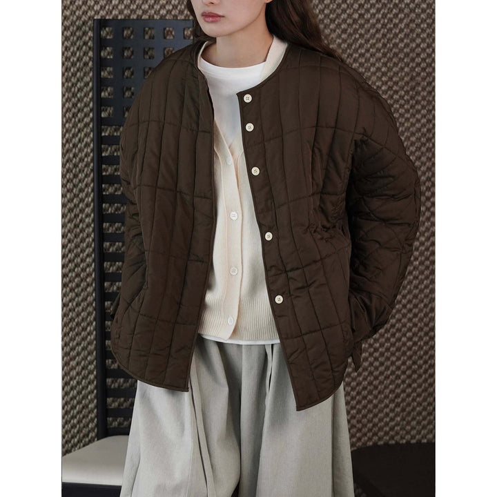 Women's lightweight quilted short jacket with vertical quilting and boxy silhouette Amarae