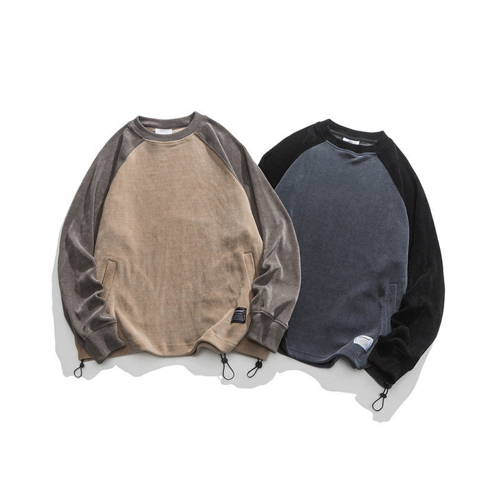 Unisex Oversize Cord Sweatshirt with Raglan Sleeves, Kangaroo Pockets and Drawstring Hem Amarae