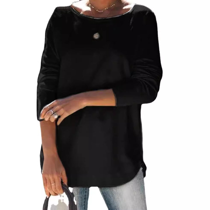 Ladies comfortable long sleeve t-shirt with a large neck Lune London