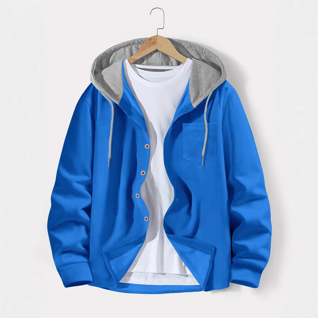 Casual hooded jacket for men with button placket and practical side pockets Lune London