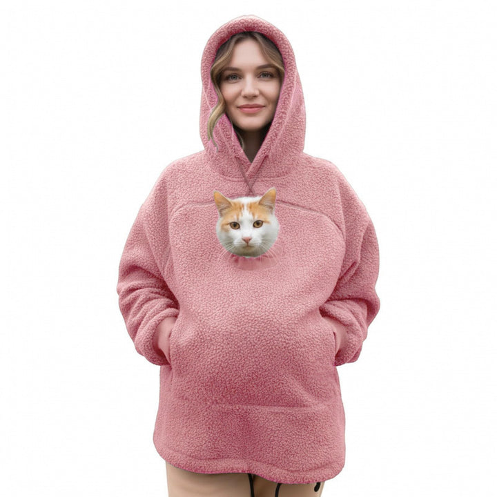 Women’s hoodie with integrated cat cave and extra soft fleece Amarae