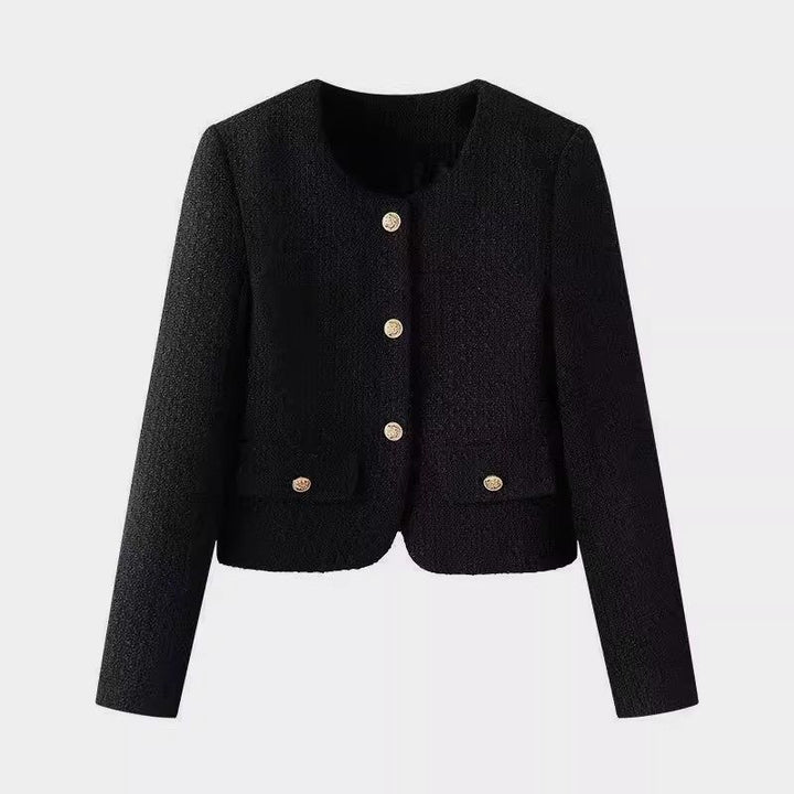 Veste courte élégante pour femmes en style tweed avec des boutons dorés Chic & Stil