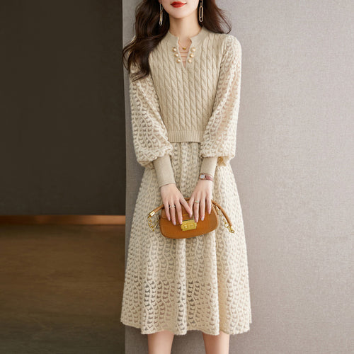 Robe en tricot pour femmes avec corsage structuré et partie jupe élégante Chic & Stil