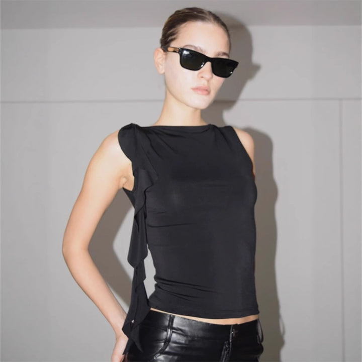 Ruffled strap blouse Lune London