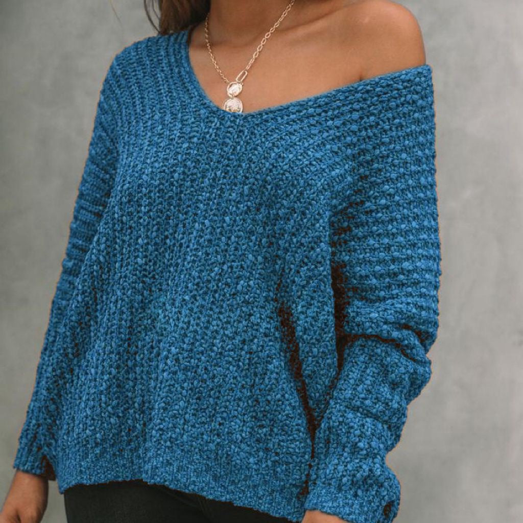Ladies off-shoulder chunky knit sweater Lune London