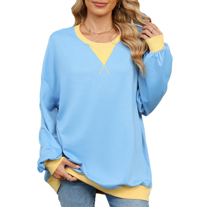 Casual oversized sweatshirt for women with a modern V-neck and chic elegant cuffs