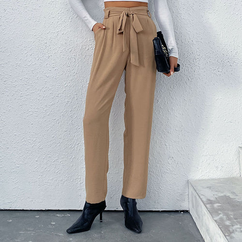 High-waisted custom pants for women with bow detail Amarae
