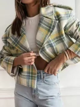 Women's Short Checkered Blazer Lune London