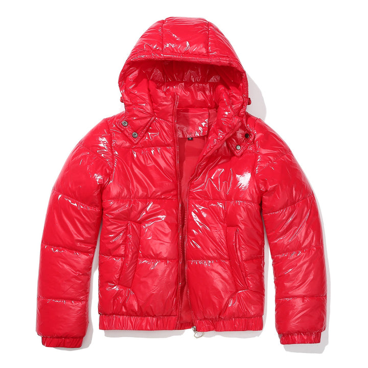 Women's Shiny Quilted Jacket with Removable Hood Lune London