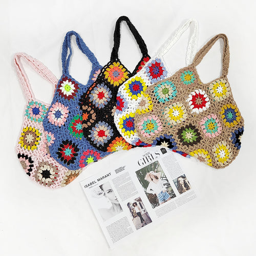Ladies Grandmother Crochet Square Chic Transport Bag