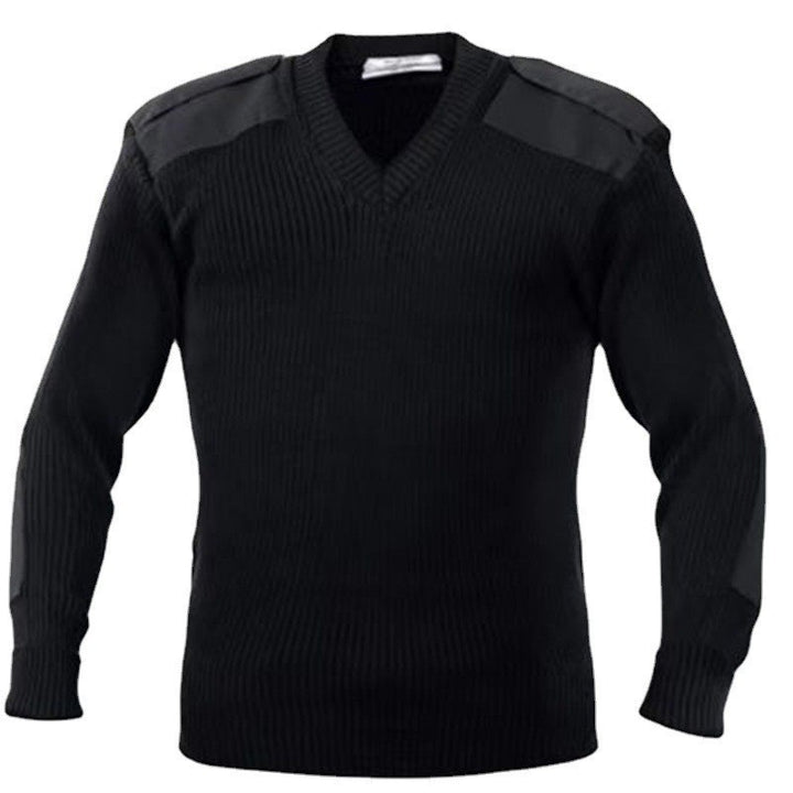 Knit sweater for men with V-neck and decorative details on the shoulders Lune London