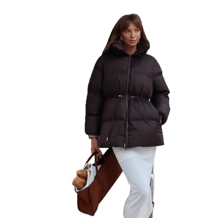 Women Padded Fitted Quilted Jacket with Drawstring & High Standing Collar Amarae