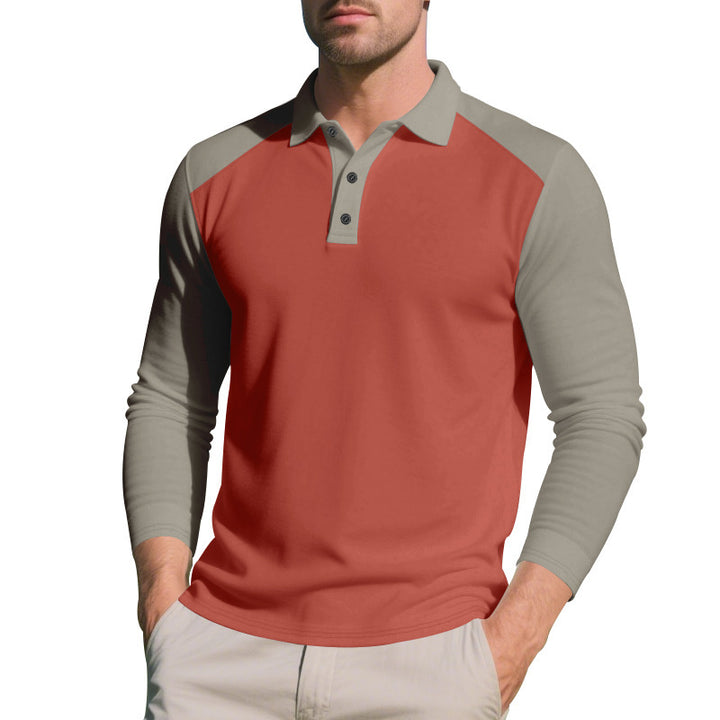 Men's long sleeve polo shirt with modern color contrast and breathable materials Lune London