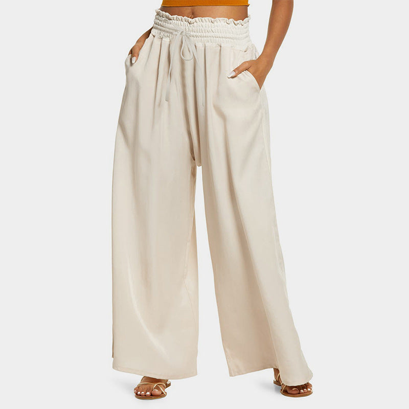 Wide leg pants for women with elastic waistband and side pockets Lune London