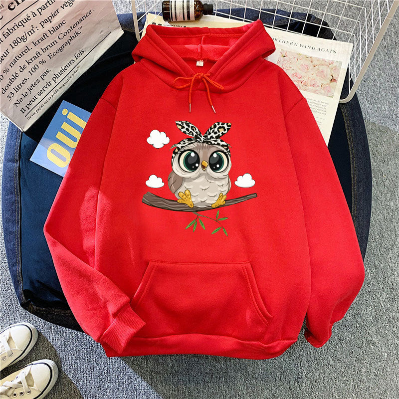 Women's hooded sweatshirt with cute owl motif Chic & Stil