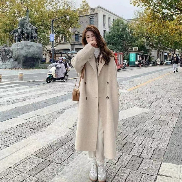 Women Elegant Double-Breasted Wool Coat Chic & Stil