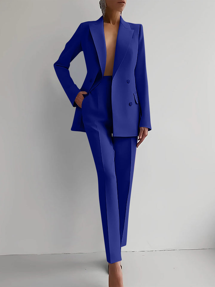 Ladies Elegant Double Blazer Pants Set Lune London