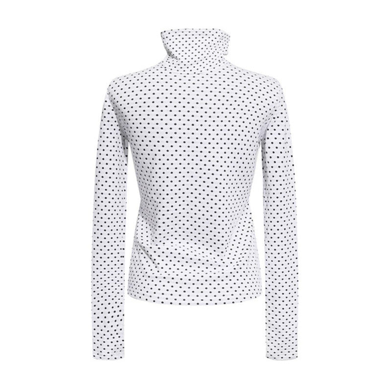 Women's roll-neck fine-knit shirt with polka dot pattern and elastic jersey Amarae