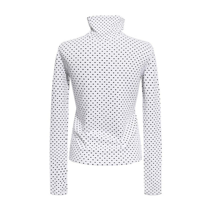 Women's roll-neck fine-knit shirt with polka dot pattern and elastic jersey Amarae