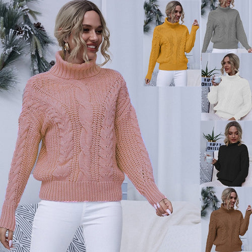 Ladies comfortable turtleneck sweater with high-quality twisted pattern Amarae