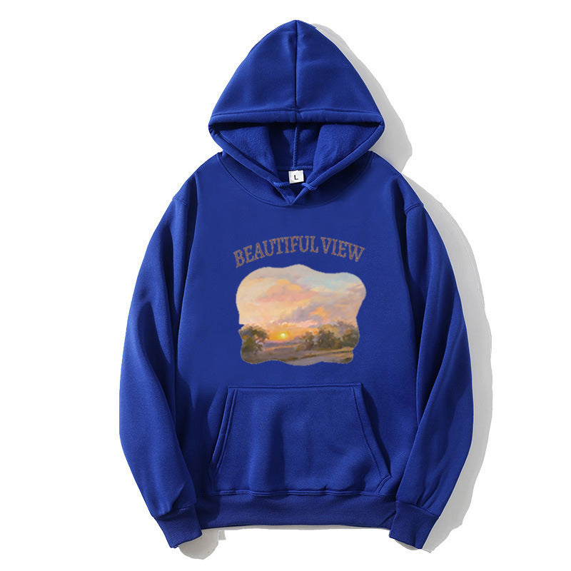 Women’s hooded sweatshirt with artistic landscape design Chic & Stil