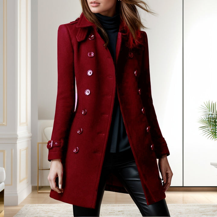 Elegant trench coat for women with a double row of buttons and weighted collar Amarae