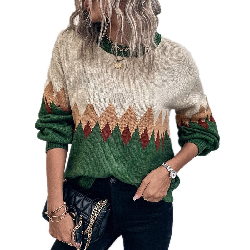 Women's sweater with trendy mountain pattern and comfortable round neck Lune London