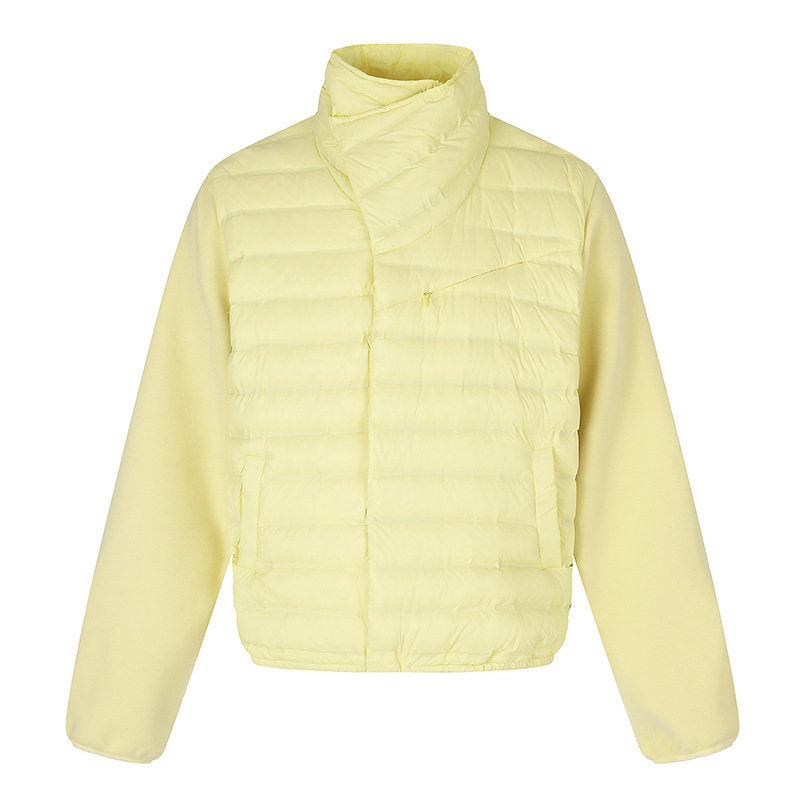 Women's quilted hybrid jacket with asymmetrical shawl collar and elastic waistband Amarae