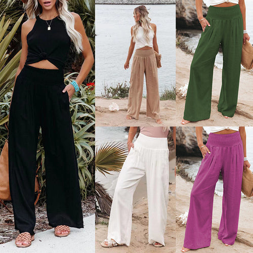 Loose summer pants for women with elastic waist and relaxed fit Amarae
