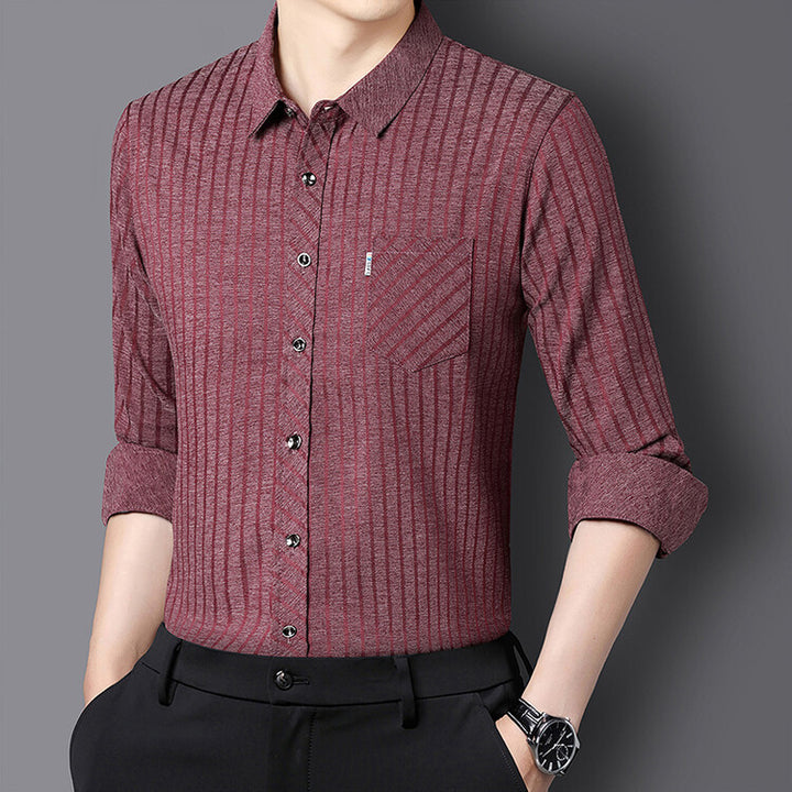 Elegant slim-fit long-sleeve shirt for men with structured design Lune London