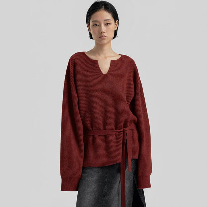 Haut tricot décontracté pour femmes avec décolleté en V Chic & Stil