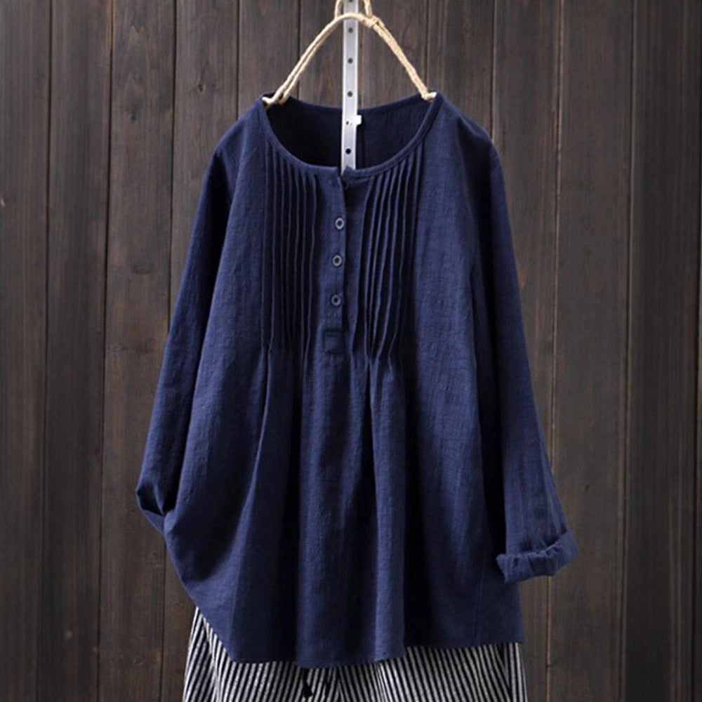 Women's blouse with pleats and button placket Lune London
