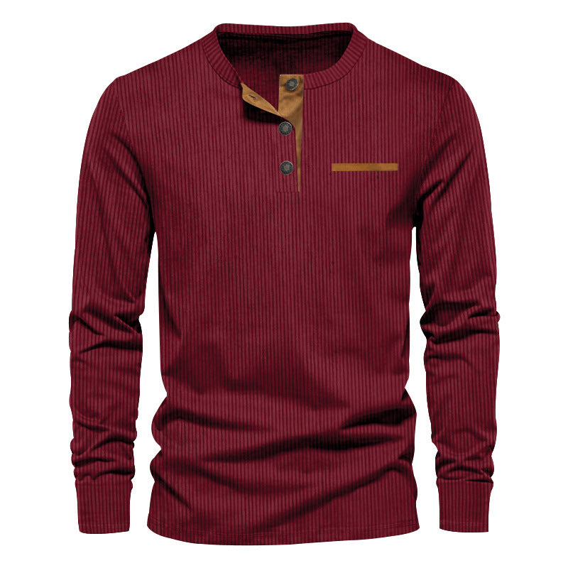 Long sleeve shirt for men with ribbed design and button placket Amarae
