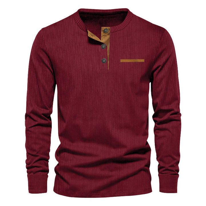 Long sleeve shirt for men with ribbed design and button placket Amarae