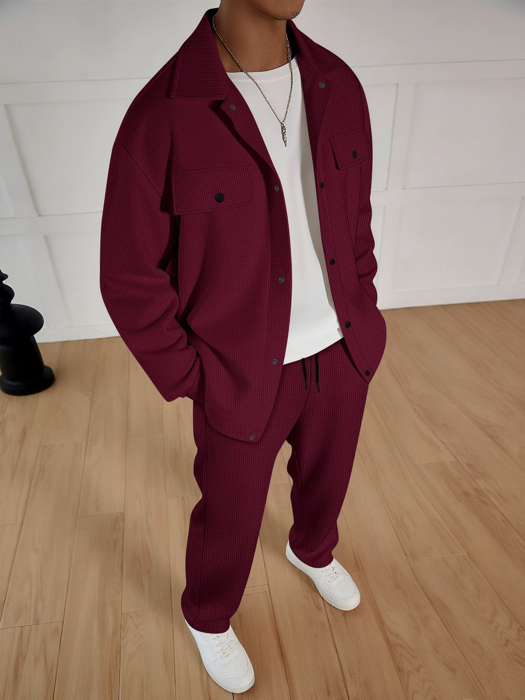 Elegant leisure suit for men with textured jacket and comfortable pants Amarae
