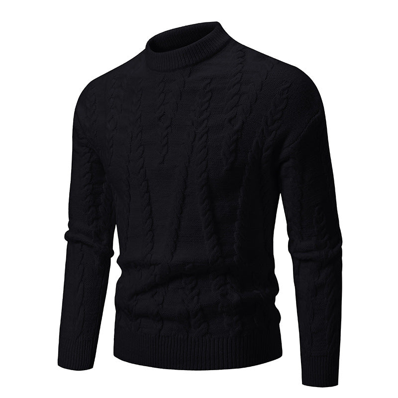 Knit sweater for men with classic twisted design and high collar Lune London