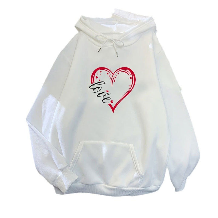 Women's hoodie with creative heart print and soft inner lining Chic & Stil