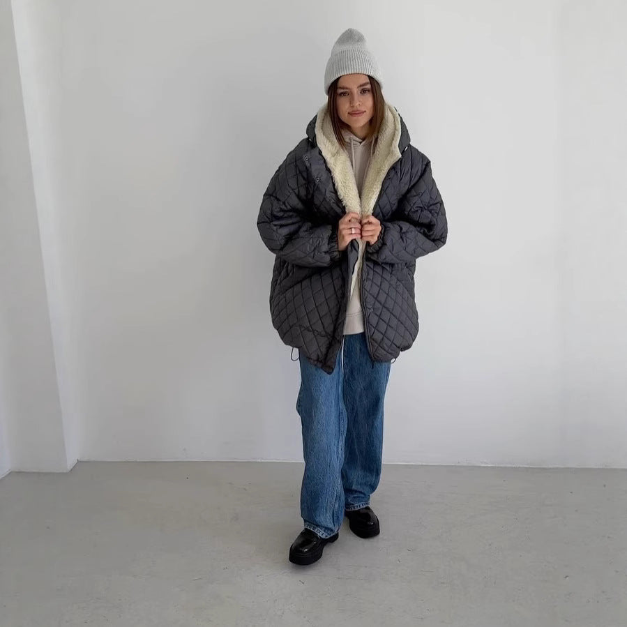 Ladies quilted parka with a high collar and soft lining Lune London