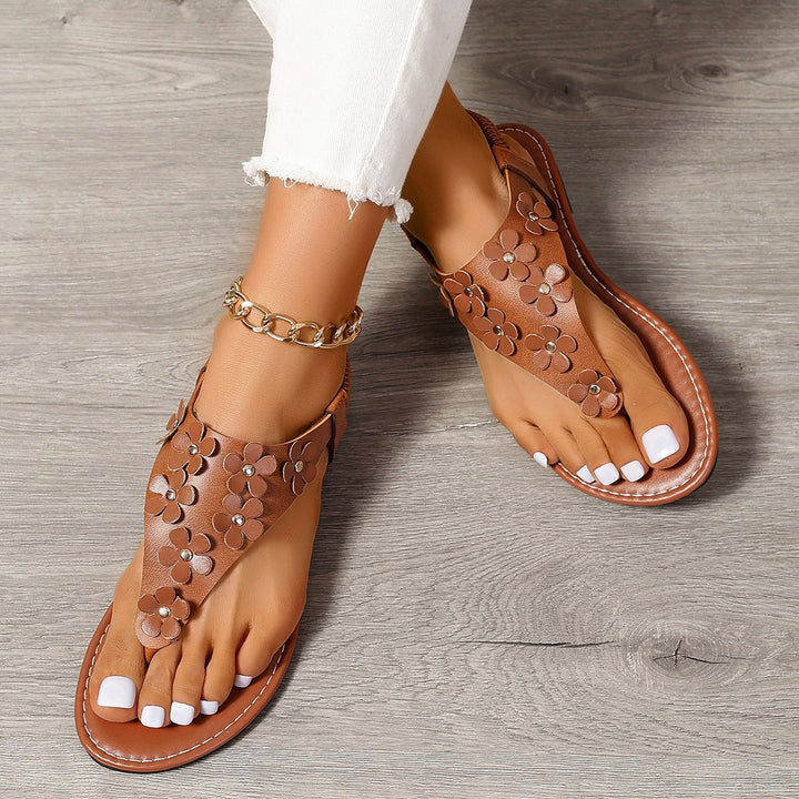Ladies' flip-flops with trendy sequin appliqués and ergonomic sole Lune London
