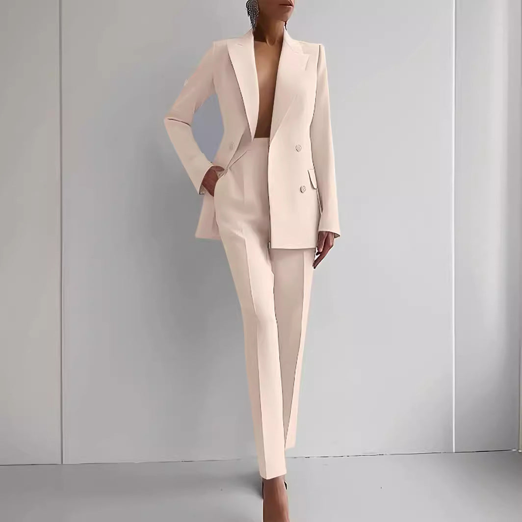 Women's Elegant Double-Breasted Blazer with Tailored Trousers Lune London