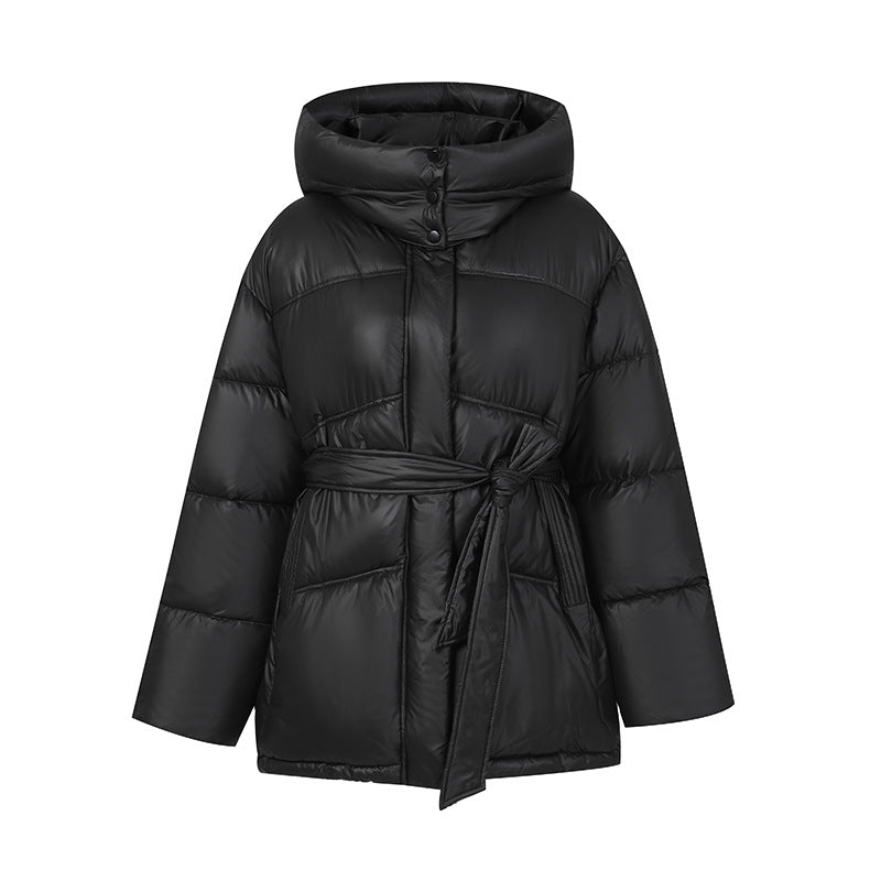 Ladies Stylish Padded Winter Coat with Belt and Hood Lune London