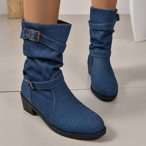 Women’s ankle boots with stylish pleated design and adjustable strap Amarae