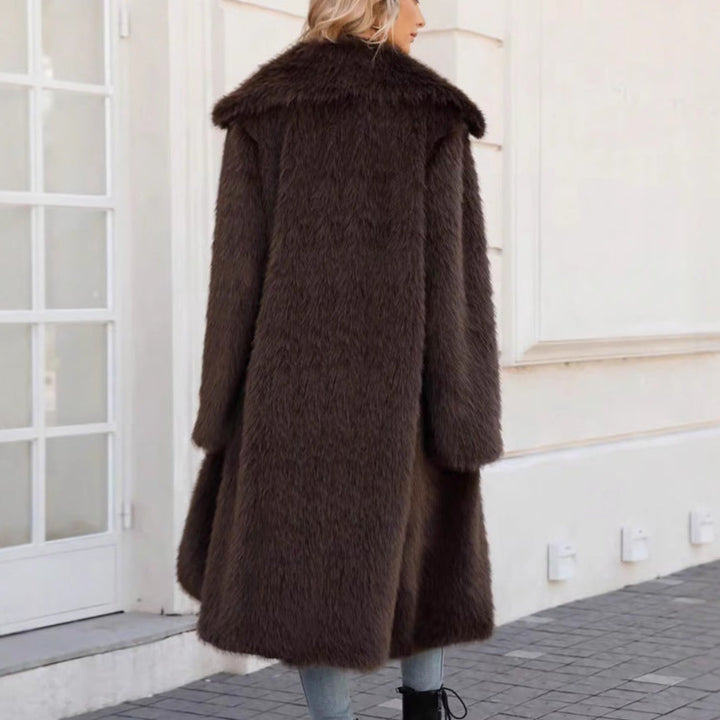 Women's Fluffy Faux Fur Coat with Soft Lapels Lune London