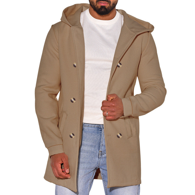 Trendy coat for men with removable hood and double-breasted buttons Lune London