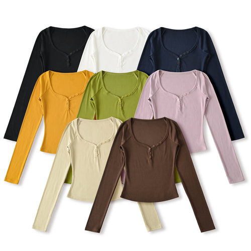 Long sleeve women's blouse with elegant button closure Amarae