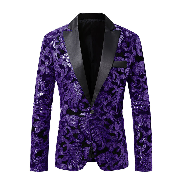 Elegant velvet jacket for men with floral sequin patterns Lune London