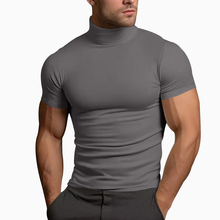 Fitted men's T-shirt with short high collar and highly stretchable material Lune London