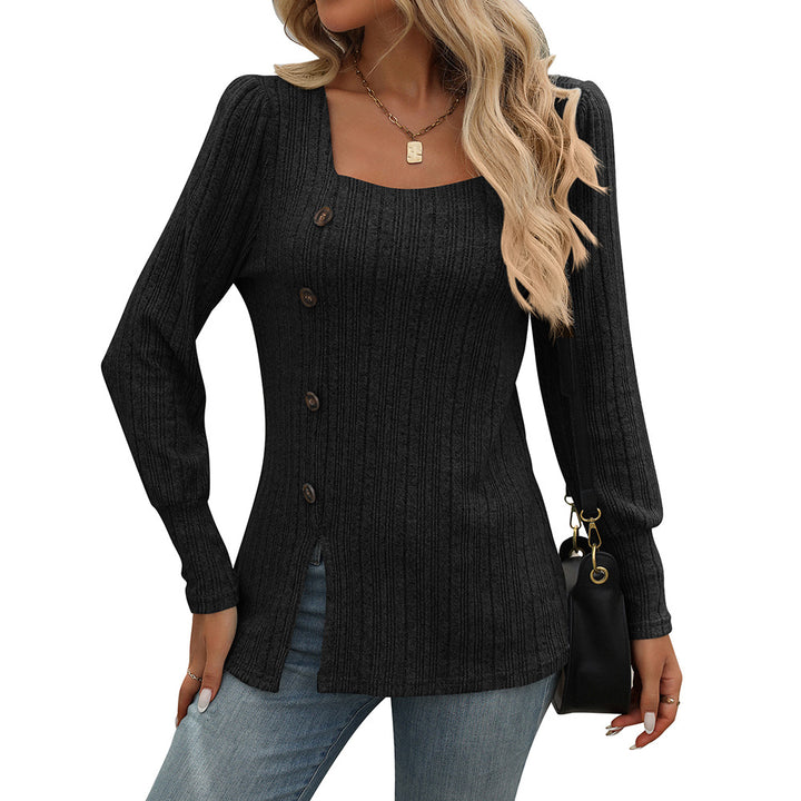 Top en tricot pour femmes avec encolure carrée et détails de boutons Chic & Stil