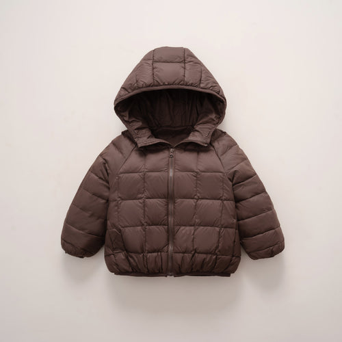 Ladies warm down jacket with hood and cross-quilted design Amarae