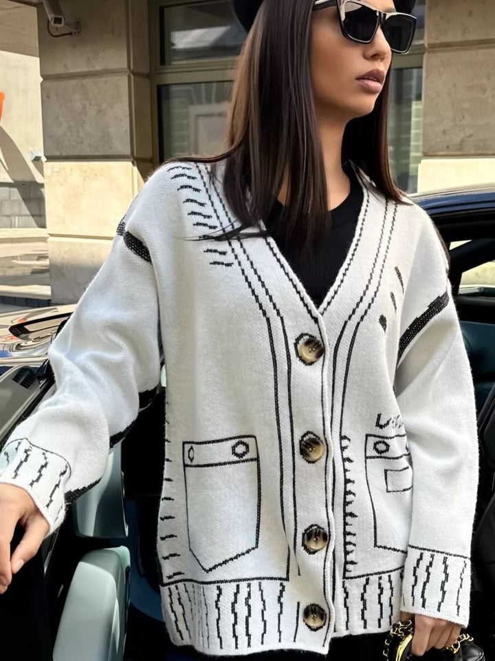 Ladies fashionable knitted cardigan with a unique design Lune London